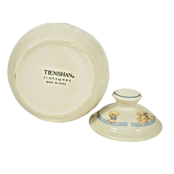 Vintage Tienshan Stoneware Teddy Bear Canister with Lid Kitchenware - Picture 5 of 5
